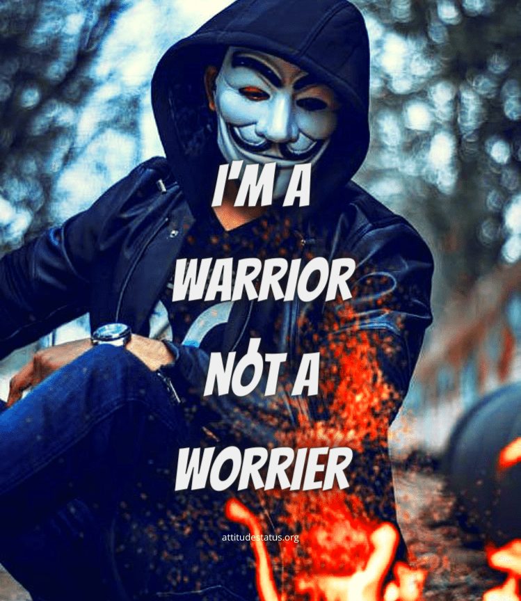 Im a warrior status quotes with black hoodie boy
